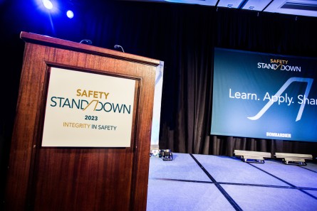 Podium with Safety Standdown Logo